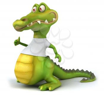 Crocodile with a white tshirt