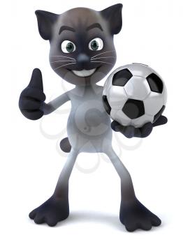 Royalty Free 3d Clipart Image of a Cat Holding a Soccer Ball