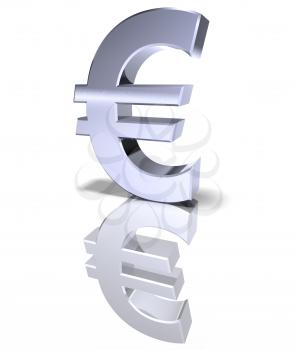 Royalty Free 3d Clipart Image of a Euro Sign with an Arrow Pointing Upwards