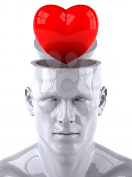 Royalty Free 3d Clipart Image of a Male Thinking About a Heart