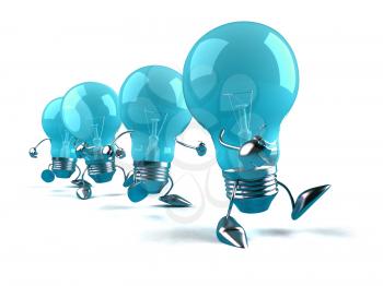 Royalty Free 3d Clipart Image of Blue Light Bulbs