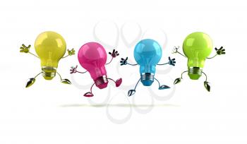 Royalty Free 3d Clipart Image of Coloured Light Bulbs