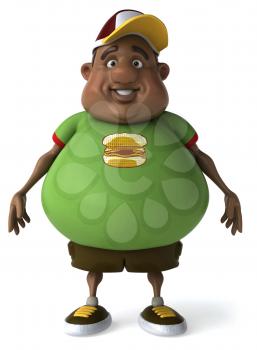 Royalty Free Clipart Image of an Overweight Black Man