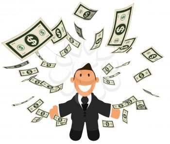 Royalty Free Clipart Image of a Man Juggling Money