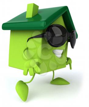 Royalty Free 3d Clipart Image of a House Wearing Sunglasses