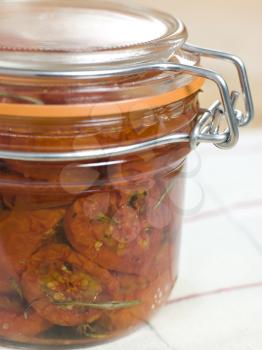 Royalty Free Photo of Oven Dried Tomatoes in a Jar