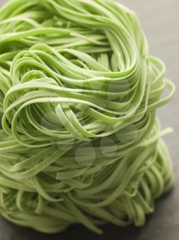 Royalty Free Photo of a Stack of Spinach Noodles