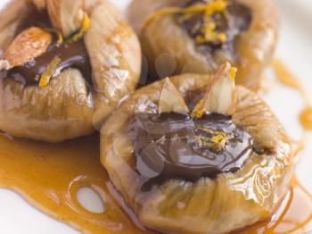 Royalty Free Photo of Dried Figs and Chocolate- Higos Rellenos
