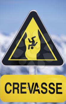 Royalty Free Photo of a Crevasse Sign
