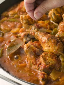 Royalty Free Photo of Creole Chicken Louisiana Style Cooking In a Pan