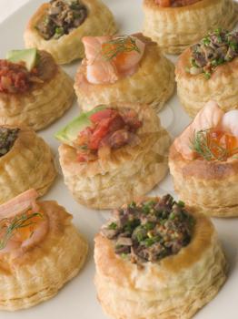 Royalty Free Photo of a Selection of Cocktail Vol au Vents