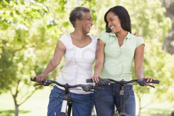 Royalty Free Photo of Two Women Cycling