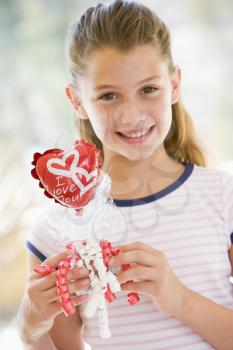 Royalty Free Photo of a Girl With a Valentine Balloon