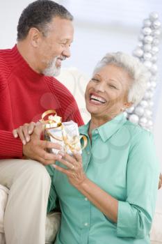 Royalty Free Photo of a Couple With a Gift