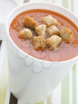 Royalty Free Photo of Tomato Soup With Croutons