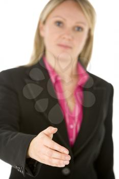 Royalty Free Photo of a Woman Extending Her Hand