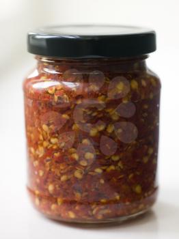 Royalty Free Photo of a Jar of Crushed Chilies