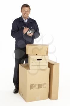 Royalty Free Photo of a Courier With Parcels