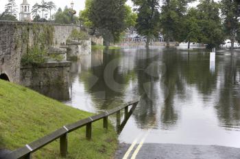 Royalty Free Photo of Water Flooding Roads