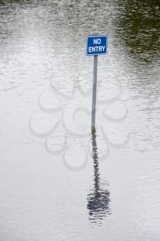 Royalty Free Photo of Water Flooding Roads
