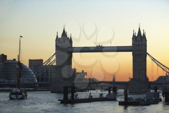 Royalty Free Photo of the Tower Bridge in London at Sunset