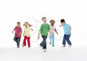 Royalty Free Photo of a Group of Children Running