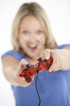 Royalty Free Photo of a Girl With a Video Game Controller