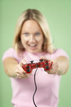 Royalty Free Photo of a Girl With a Video Game Controller