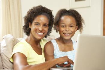 Royalty Free Photo of a Mother and Daughter on the Computer
