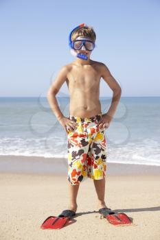 Young boy poses on beach