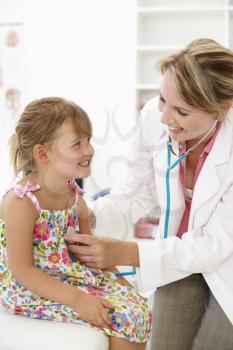 Female doctor examining child