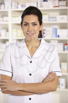 Portrait American pharmacist at work