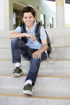 Pre teen boy at school