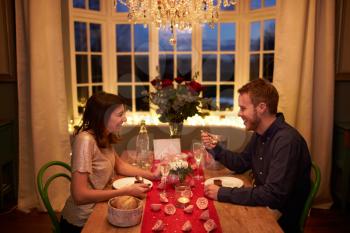 Romantic Couple Enjoying Valentines Day Meal Together