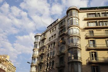 BARCELONA - JULY 29, 2016: Modernist building on a corner in the Gothic Quarter