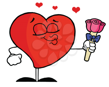 Royalty Free Clipart Image of a Heart With a Rose