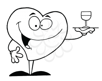 Royalty Free Clipart Image of a Heart With a Glass of Wine
