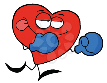 Royalty Free Clipart Image of a Heart With Boxing Gloves