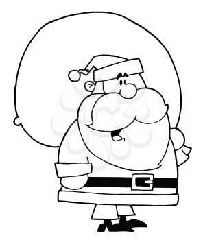 Royalty Free Clipart Image of Santa Holding His Toy Sack
