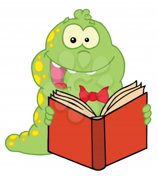 Royalty Free Clipart Image of a Bookworm