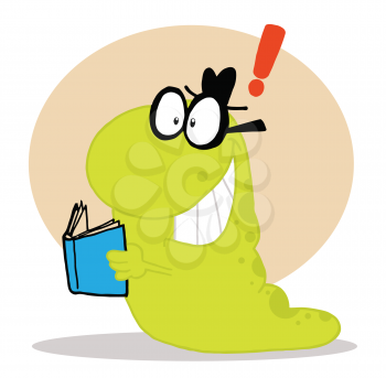 Royalty Free Clipart Image of a Reading Worm