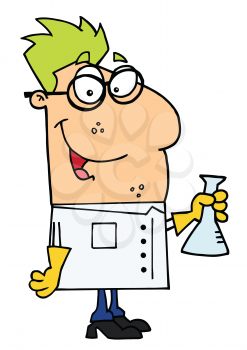Royalty Free Clipart Image of a Scientist With a Beaker