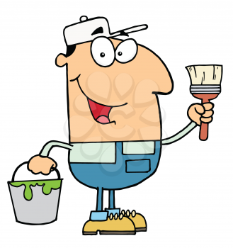 Royalty Free Clipart Image of a Man With a Paintbrush