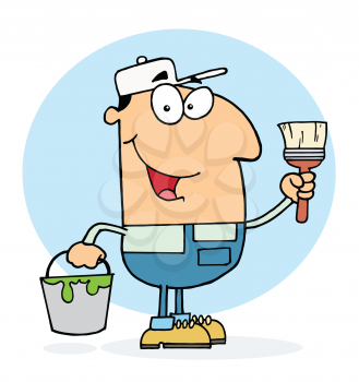Royalty Free Clipart Image of a Man With a Paintbrush