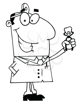 Royalty Free Clipart Image of a Dentist With a Tooth