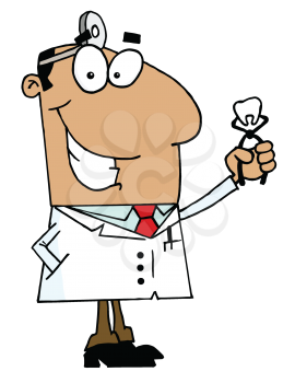 Royalty Free Clipart Image of a Dentist With a Tooth
