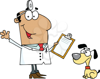 Royalty Free Clipart Image of a Vet and Dog