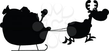 Royalty Free Clipart Image of Santa And Rudolph
