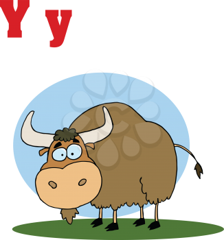Royalty Free Clipart Image of a Y is for Yak