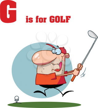 Royalty Free Clipart Image of a Golfer and the Letter G